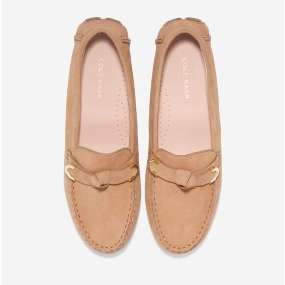 NWOT Cole Haan Women's Evelyn Bow Drivers Birch-Beige-Nubuck Size 11B - Picture 1 of 9
